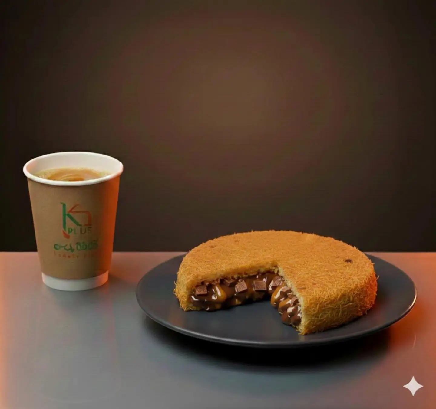 Small Kunafa Dessert Combo With A Cup Of Coffee