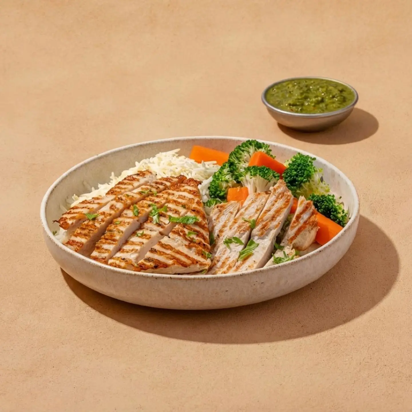 صدر دجاج مشوي مع أرز مطهو على البخار بروتين عالي