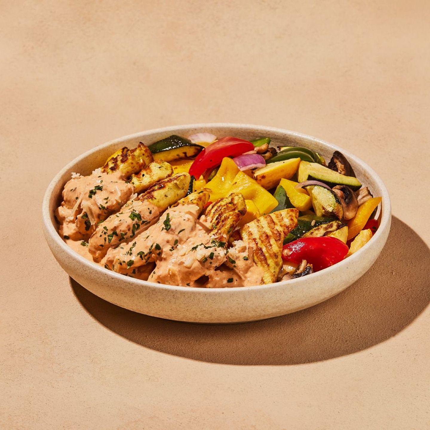 High Protein Tuscan Chicken & Grilled Vegetables