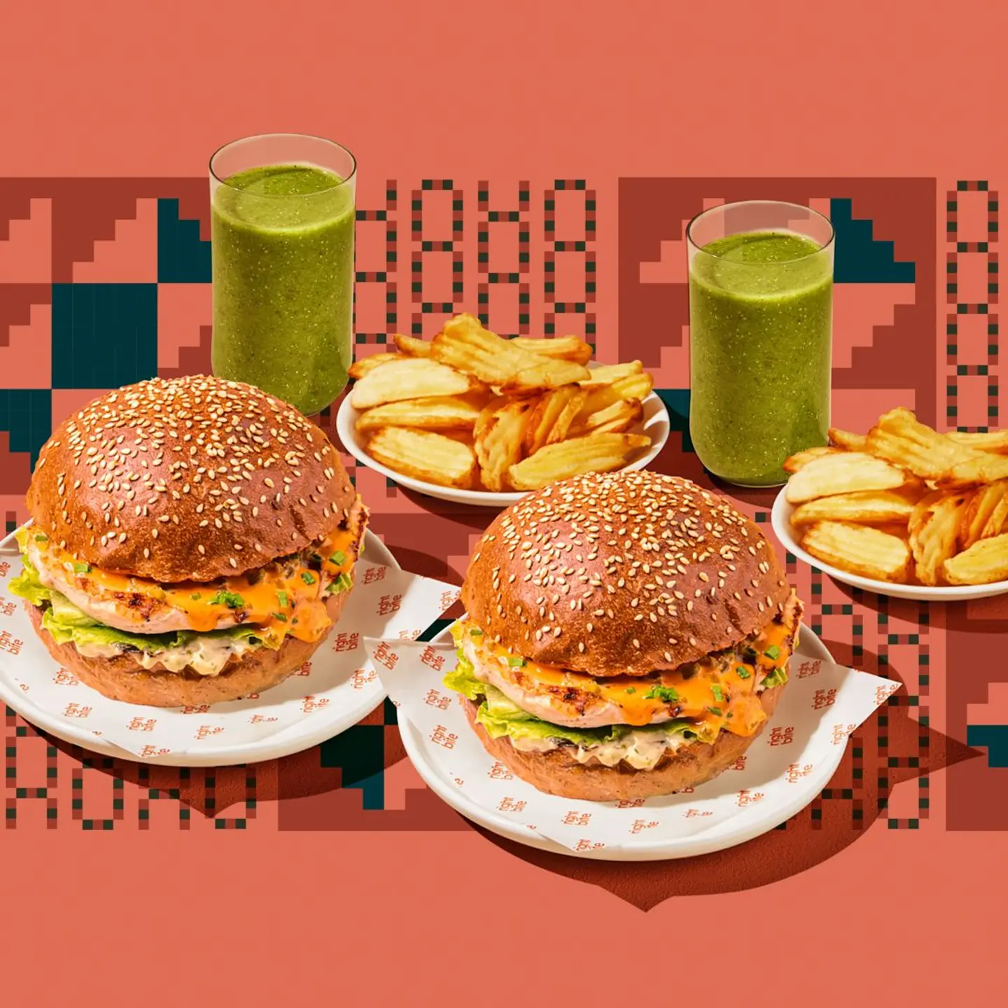 2 Dynamite Chicken Burger With 2 Lemon Mint Juice