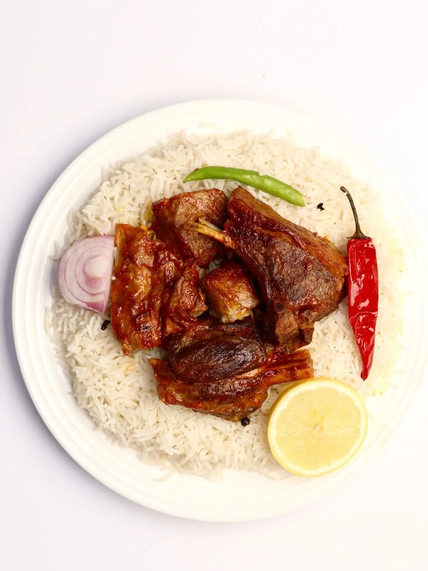 Two People, White Rice And Lamb
