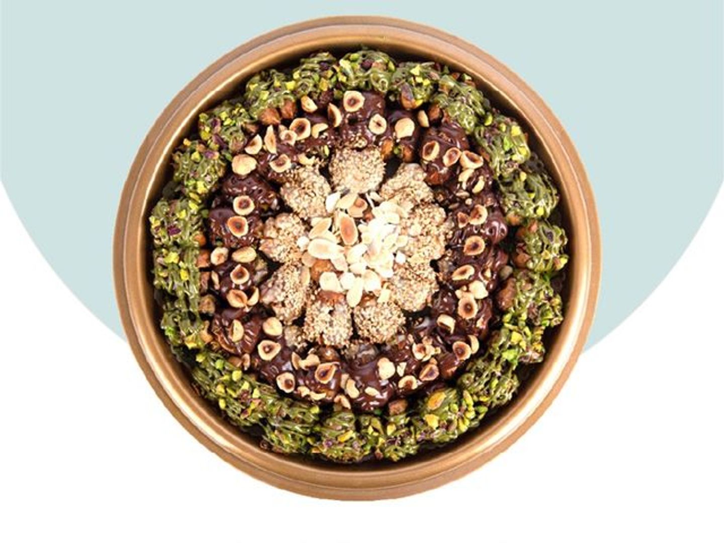 Round Box Of Dates With Nuts And Sauce