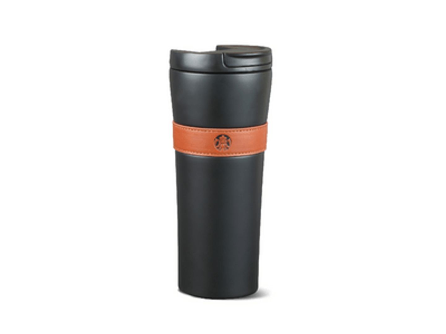 Tumbler 16 Oz Stainless Steel Matte Black Brown Leatherband