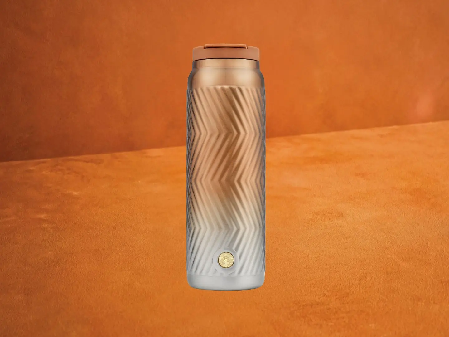 Stainless Steel Tumbler Zigzag Ombre Orange 16 Oz