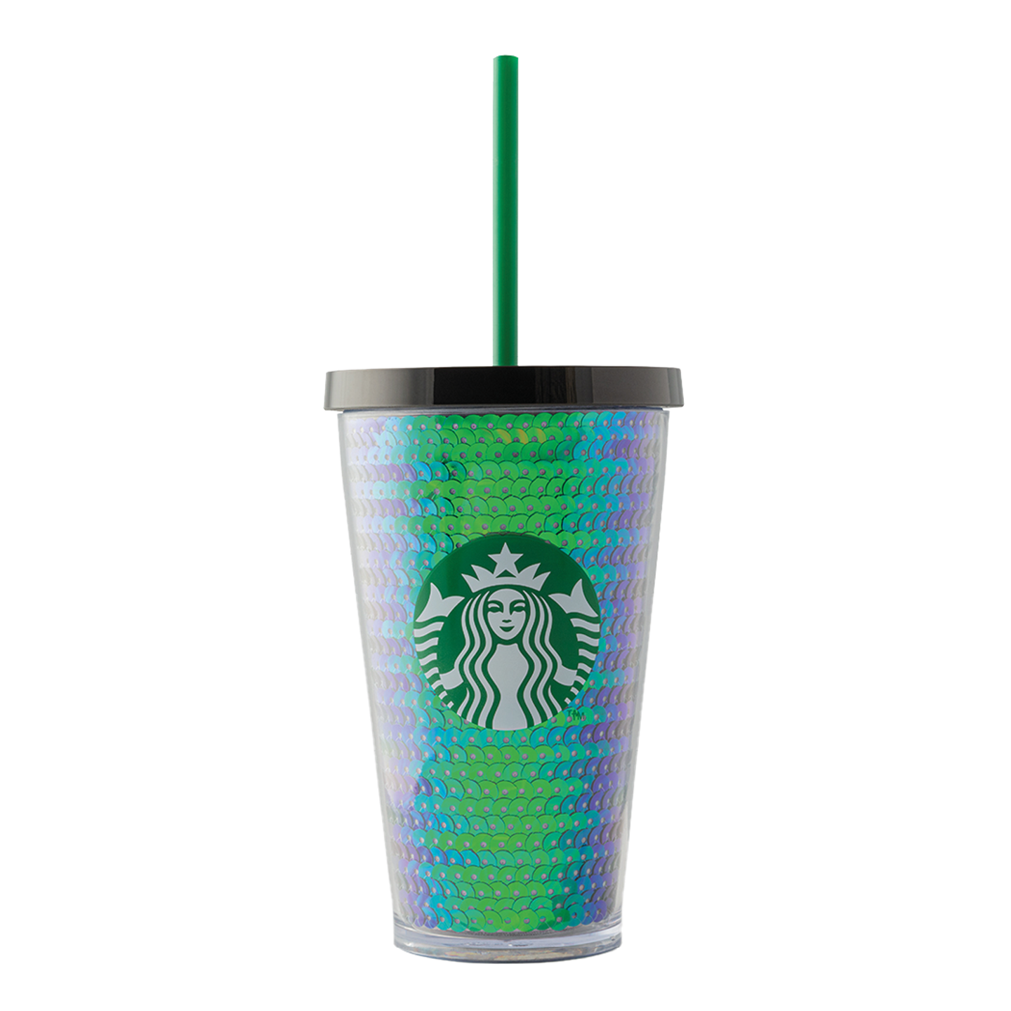 Cold Cup 16 Oz Metallic Sequins Green