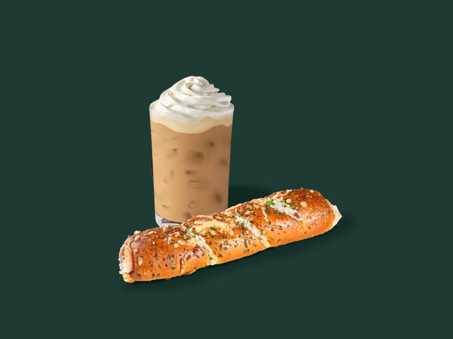 Iced White Chocolate Mocha & Turkey Cheese Pretzel