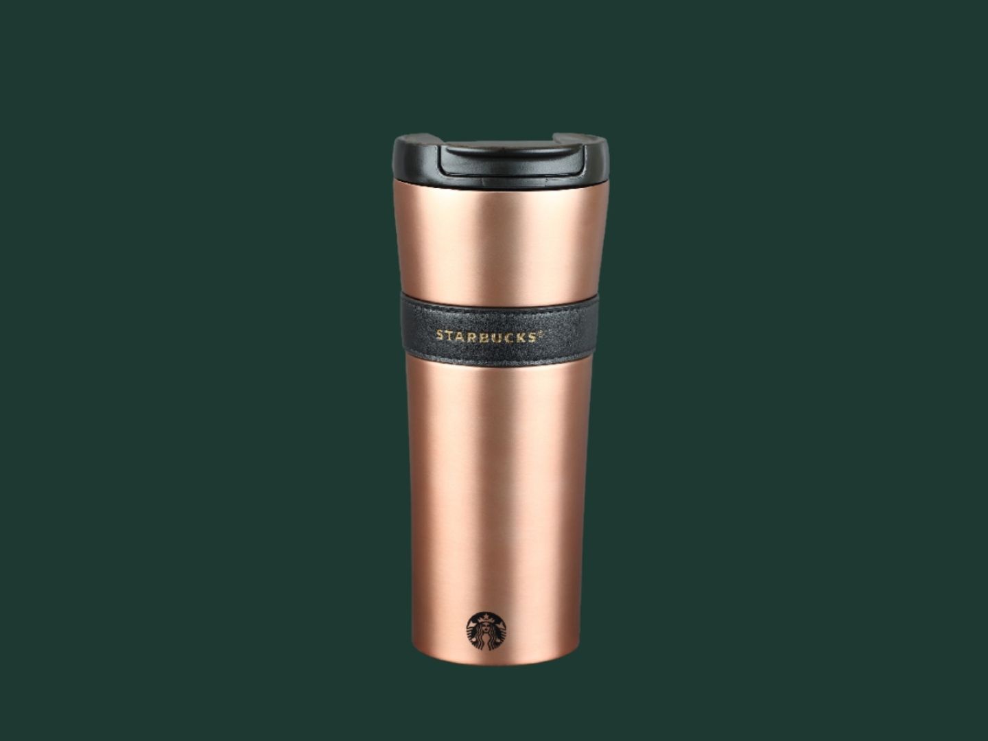 Tumbler 16 Oz Stainless Steel Matte Gold Black Leatherband