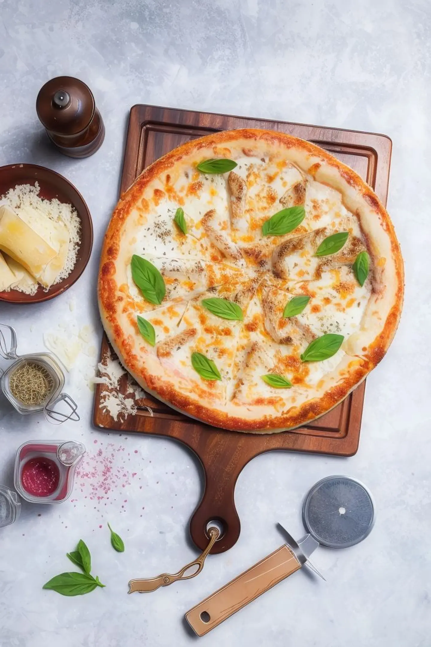 بيتزا دجاج بروكلي الفريدو - وسط