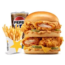 Double Hardee Santa Fe Chicken Combo Medium