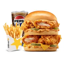 Double Hardee Santa Fe Chicken Combo  Large