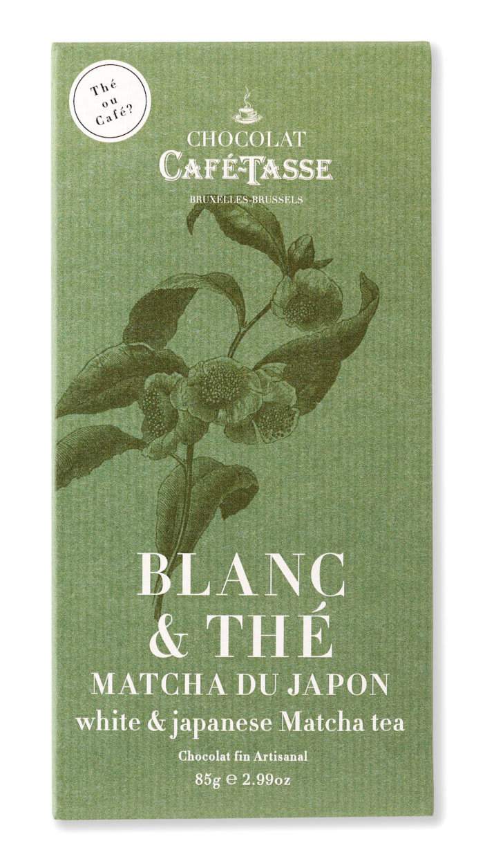Café-Tasse белгийски шоколад - бял с чай Матча (85г)
