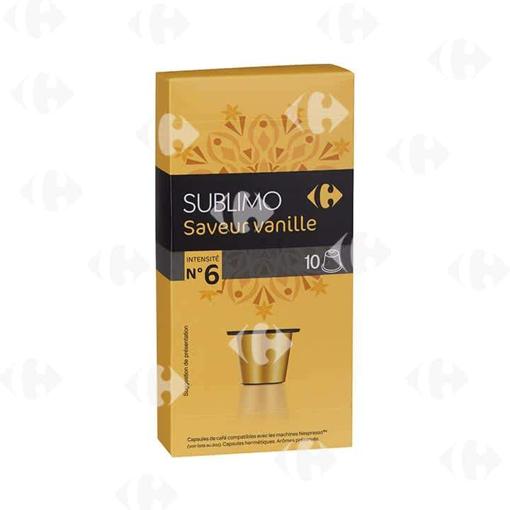 Café capsules Compatibles Nespresso Sublimo saveur vanille intensité n°6  CARREFOUR SELECTION