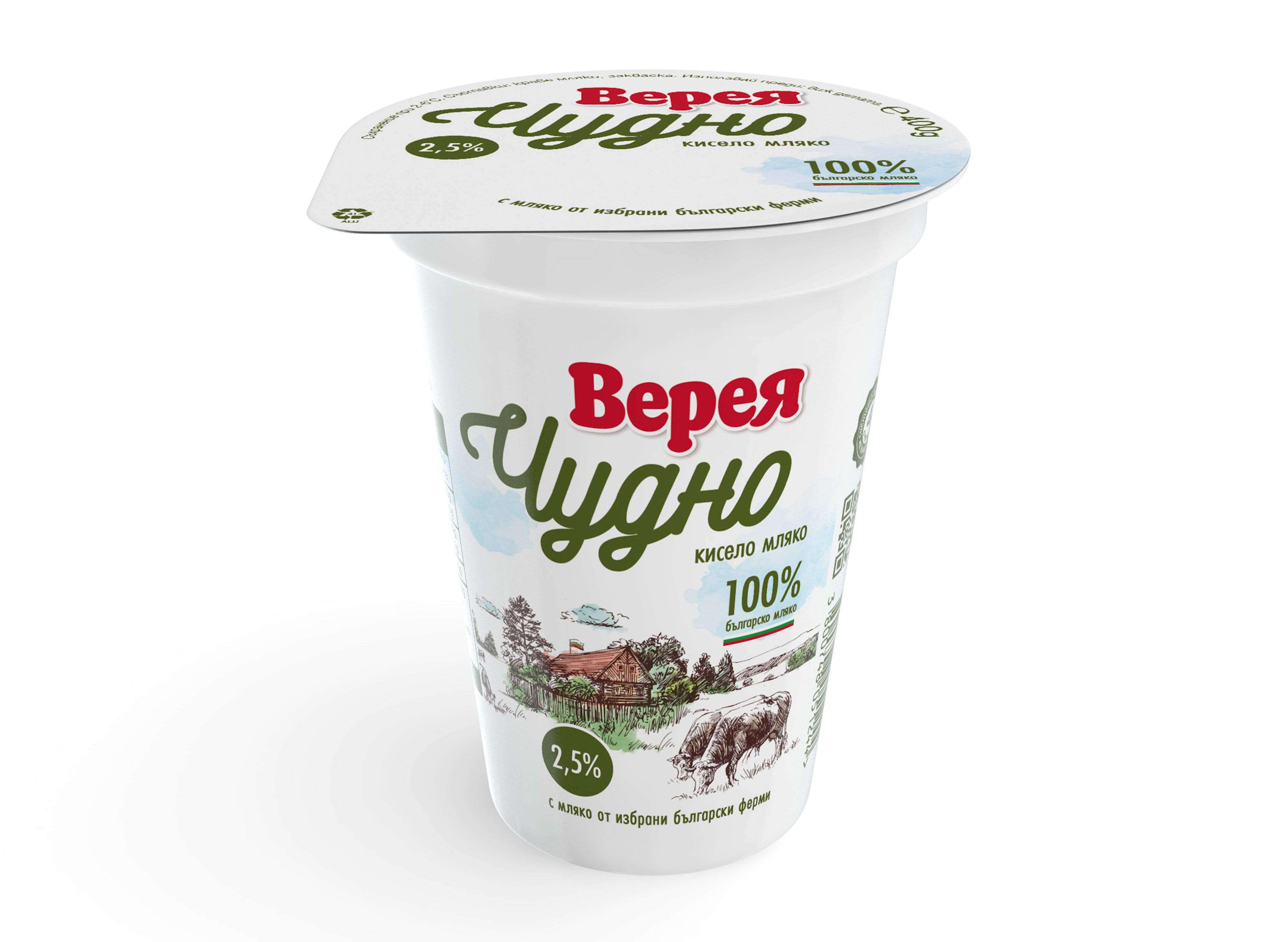 Мляко Кисело Верея Чудно 2.5% 400 Гр