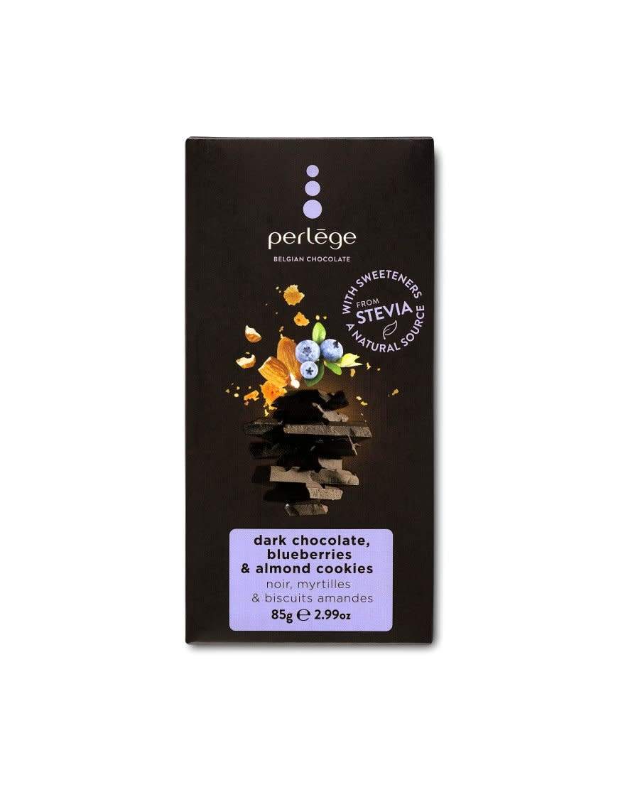 Perlége черен шоколад с боровинка и бадемови бисквитки без захар