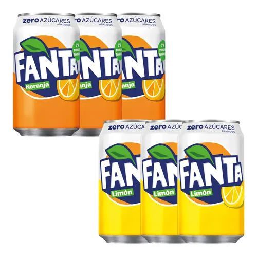 Pack 3 Latas Fanta Zero Naranja + 3 Latas Fanta Zero Limón