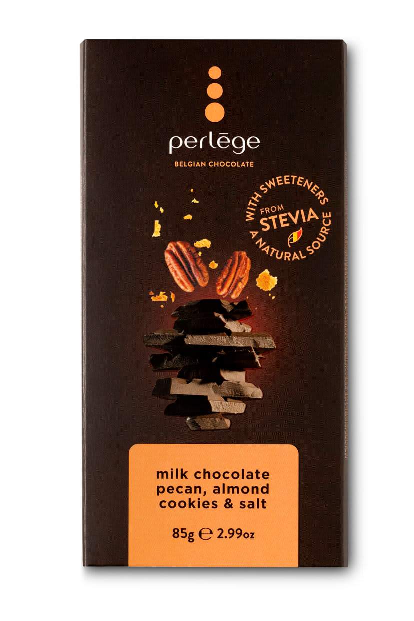 Perlége млечен шоколад пекан с бадемови бисквитки