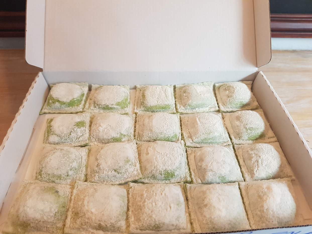 Raviolis Masa de Espinacas y relleno de Calabaza