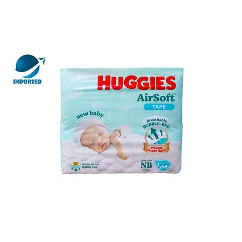 Huggies Airsoft Tape Diaper 0-5kg New Born 68 Pieces