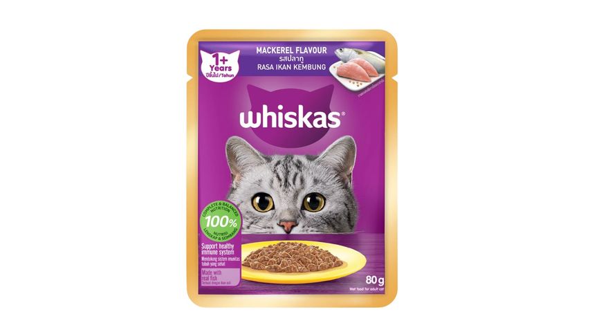 Whiskas Pouch Mackerel Flavour Wet Cat Food 80g delivery in