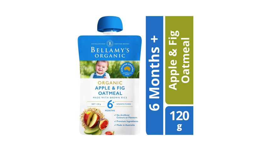 Bellamy's Organic Apple Fig Oatmeal Puree (6+ Months) 120g