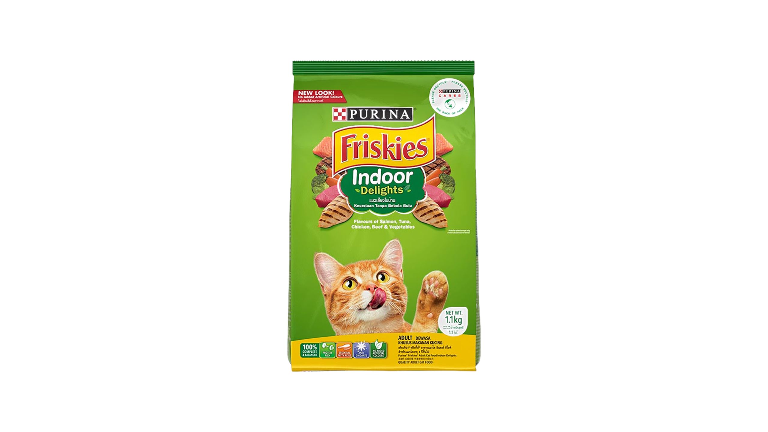 friskies cat food green bag