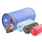 Cat Tunnel Toy Funny Pet 2 Holes Play Tubes Balls Blue 1 Piece