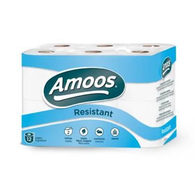 PAPEL HIGIÉNICO AMOOS 2F RESISTANT 12UN