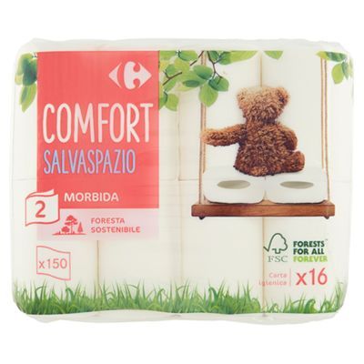 Carrefour Comfort Compact Carta igienica 2 veli 500 strappi 8 pz