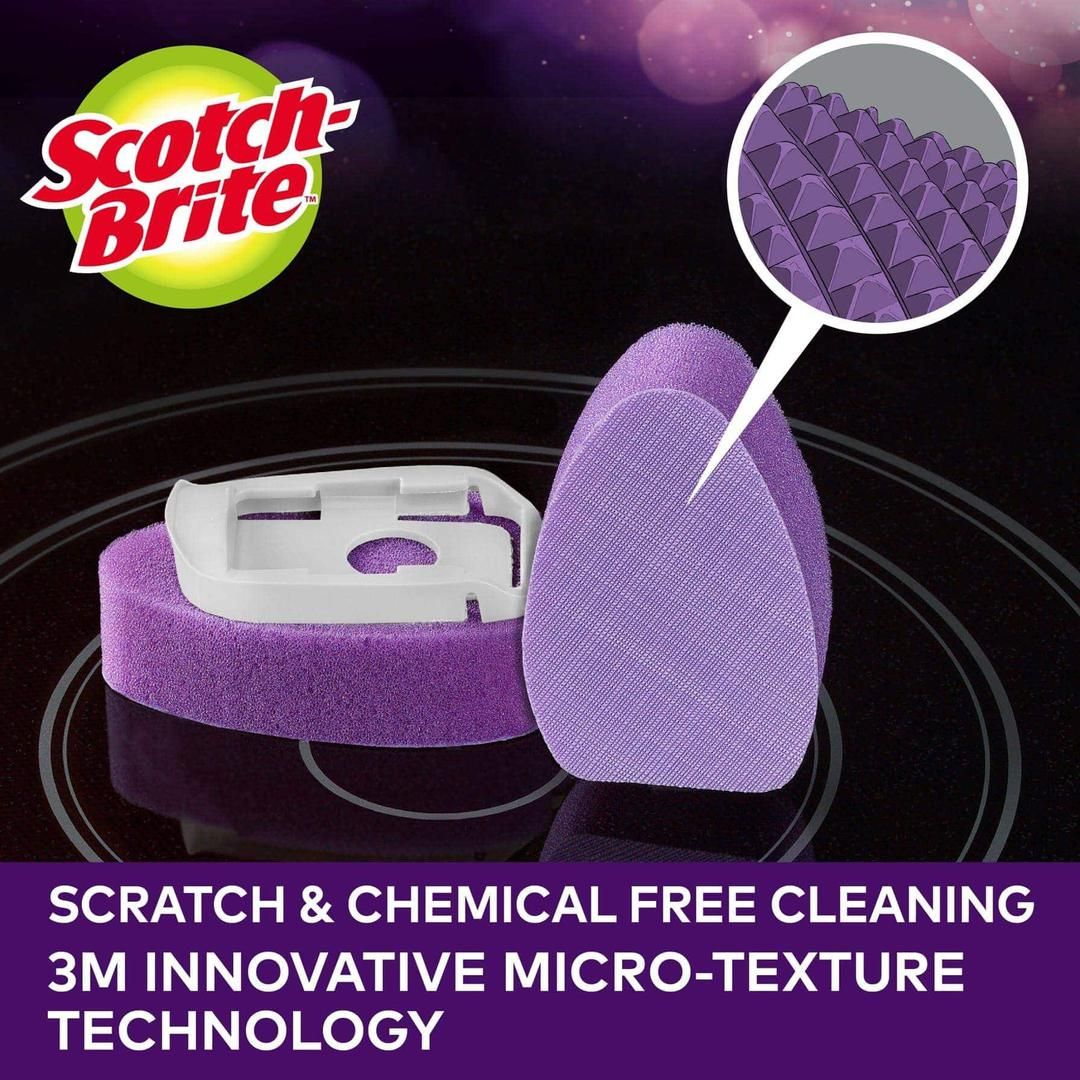 Scotch-Brite Glass Cooktop Wand with Refill Pads, Cleans With Just Water,  Tackle Burnt-On Messes, 1 Wand and 2 Replacement Heads