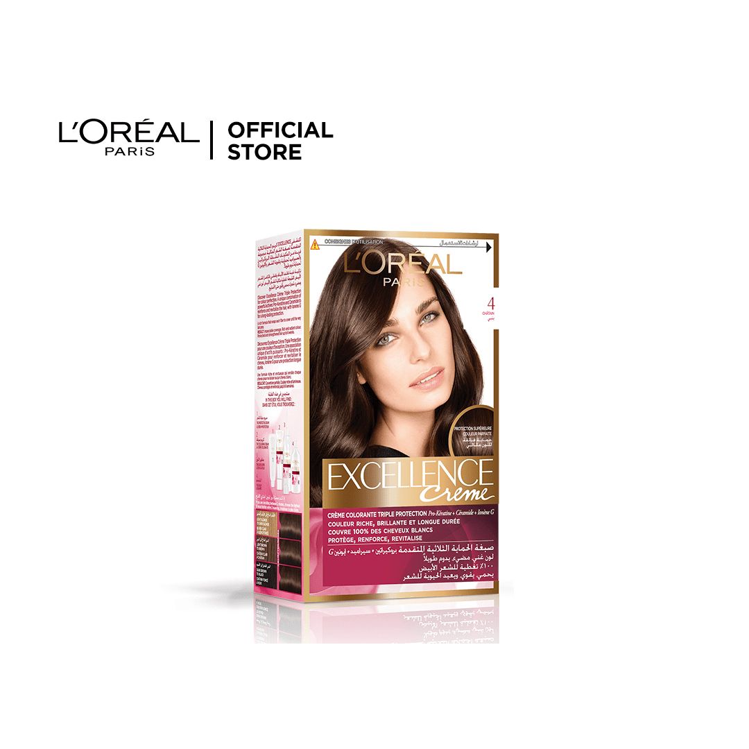 Buy L'Oreal Paris Excellence Creme 4 Natural Dark Brown 172ml - Pandamart - DHA EME online delivery in Buy L'Oreal Paris Excellence Creme 4 Natural Dark Brown 172ml - Pandamart - DHA EME online delivery in