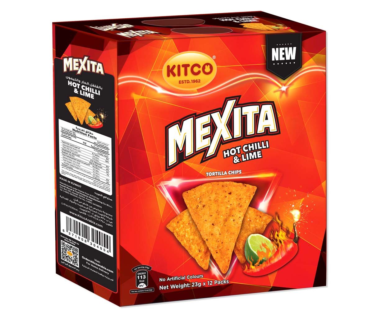 Buy Kitco Mexita Tortilla Chips Hot Chilli & Lime 12 x 23 g Online in