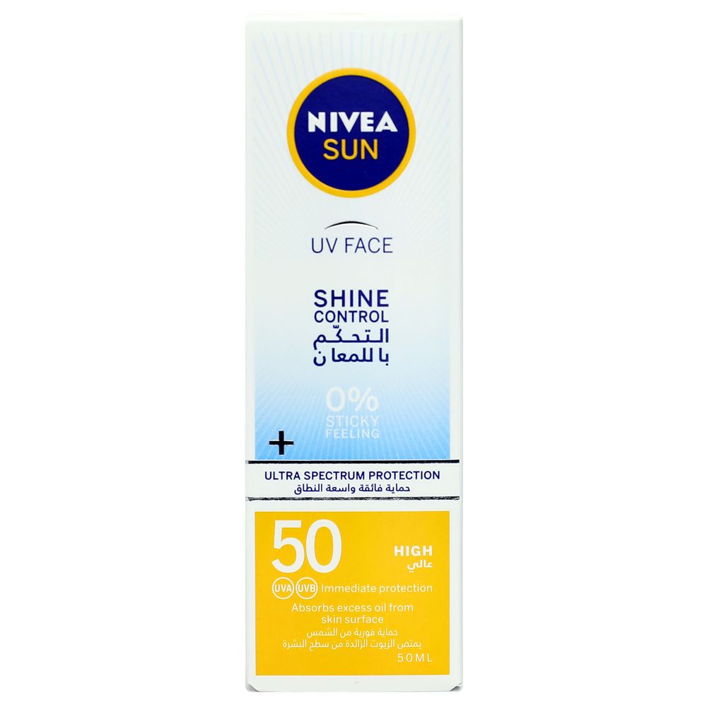 Buy NIVEA SUN Face Cream, UV Shine Control, SPF 50, Tube 50 ml Online