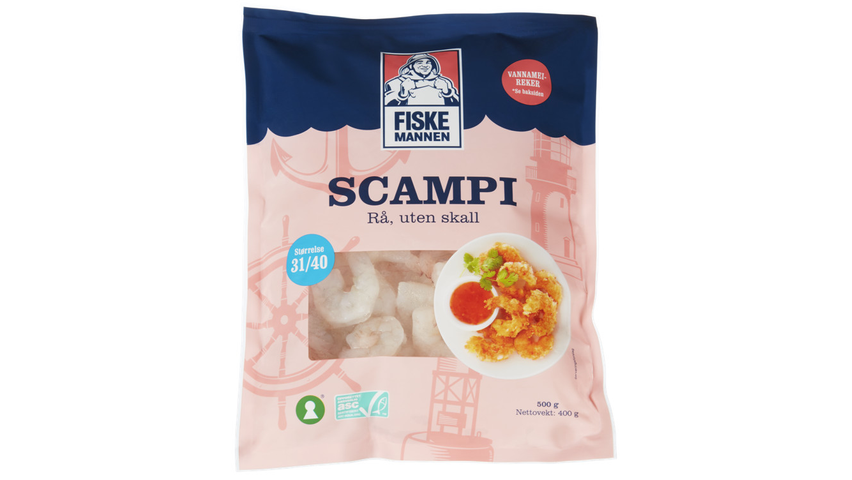 Fiskemannen Scampi Rå u/Skall Frosne | 500g