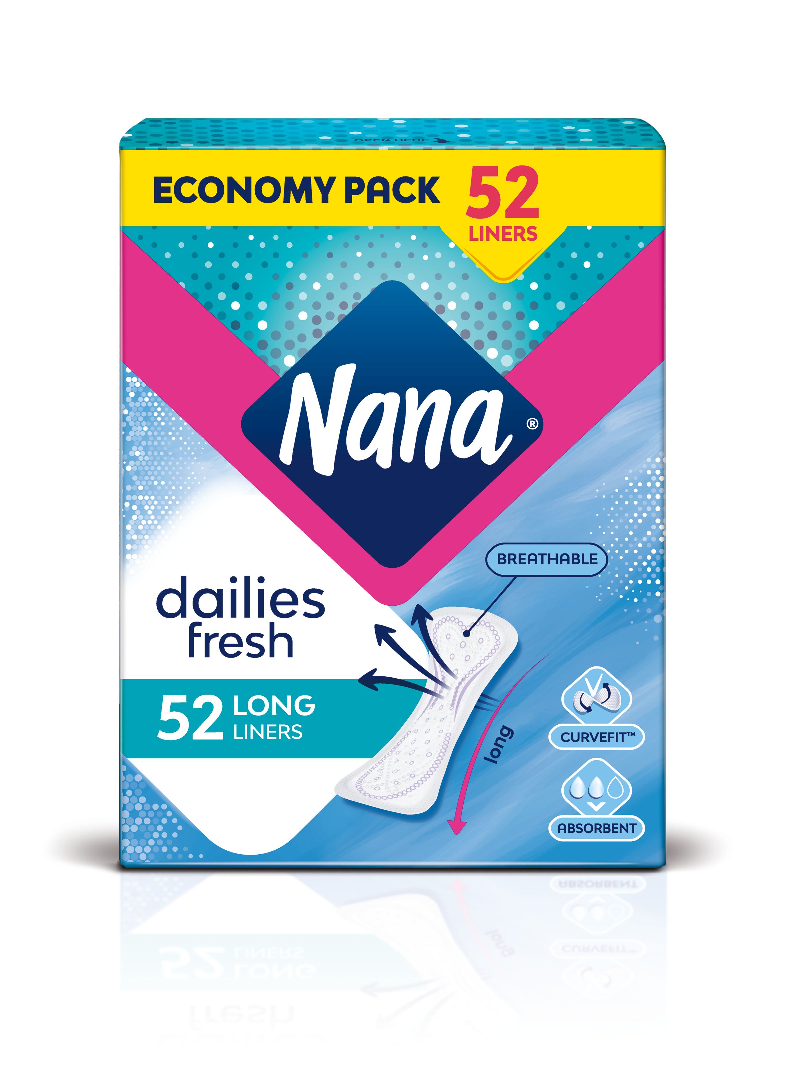 Buy Nana panty liner Duo Long Multi 52'S Online in Kuwait Talabat Kuwait