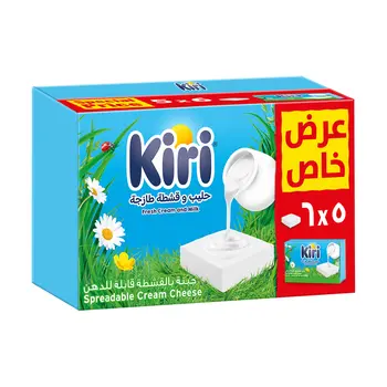 Kiri Spreadable Cream Cheese Squares 6 Portions X 5 Packs 30 Portions 500 G
