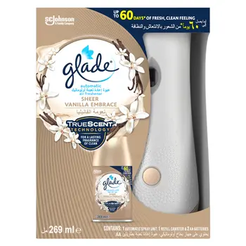 Glade 3-in-1 Auto Spray Air Freshener with Sheer Vanilla Embrace Refill 269 ml