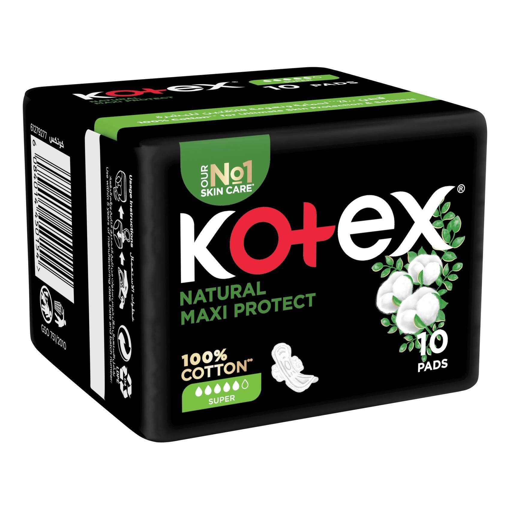 Buy Kotex Natural Maxi Protect Super Pads, 10 Pieces Online in Bahrain ...