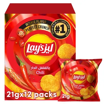 ليز رقائق البطاطس بالشطة  21x12 جرام