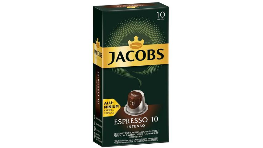 Jacobs Espresso 10 Intenso Ground-Roasted Coffee in Capsules 10 pcs 52 g