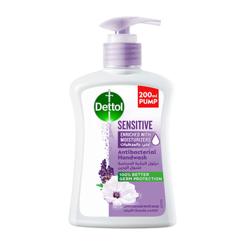 Dettol Sensitive Handwash Liquid Soap Pump Lavender & White Musk Fragrance 200Ml