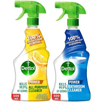 Dettol all purpose cleaner (lemon) with bathroom cleaner (original) trigger spray, 500 ml (pack of 2)