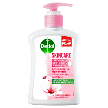 Dettol Skincare Handwash Liquid Soap Pump Rose & Sakura Blossom Fragrance 400Ml