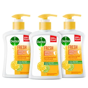 Dettol Fresh Handwash Liquid Soap Pump Citrus & Orange Blossom 3x200ml