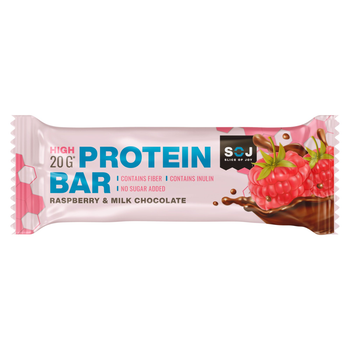 Soj Protein Bar Raspberry& Milk Chocolate 20g Of Protein No Sugar Added 50g