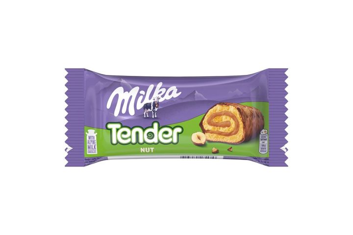 Milka Tender piskótatekercs mogyorós krémtöltelékkel tejcsokoládéval mártva 37 g