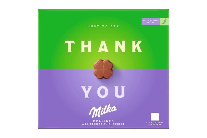 Milka Thank You Alpine Milk Chocolate Pralinés with Cocoa Cream Filling 110 g