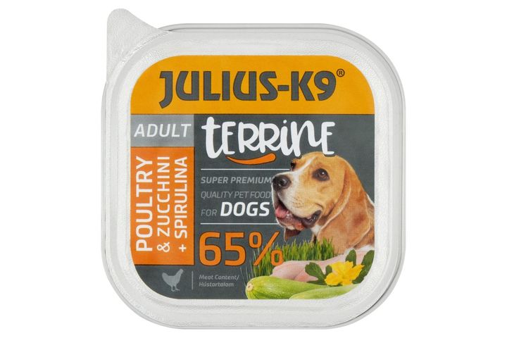 Julius-K9 szárnyas és cukkini, spirulinával teljes értékű eledel felnőtt kutyák számára 150 g