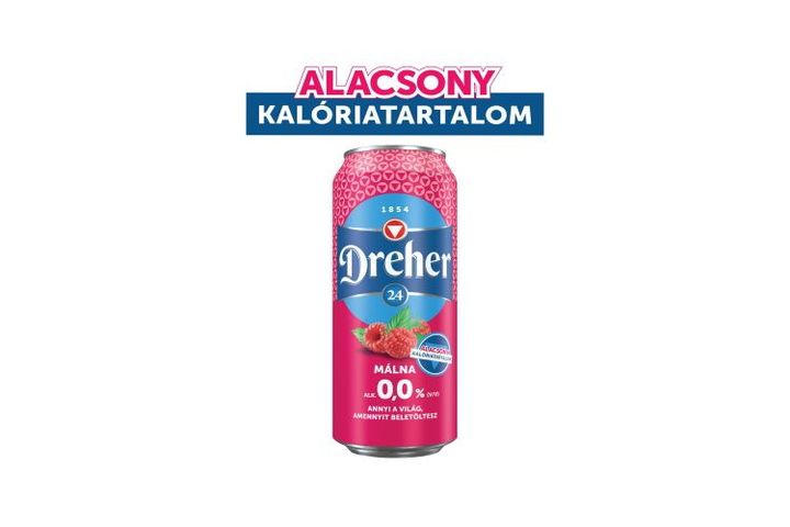 Dreher 24 Alcohol-Free Lager Beer & Raspberry Flavoured Drink Mix with Sugar & Sweetener 0,0% 0,5 l