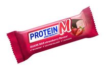 Glazed strawberry flavour quark bar "Protein M" with collagen. 14,2% fat, with sweetener