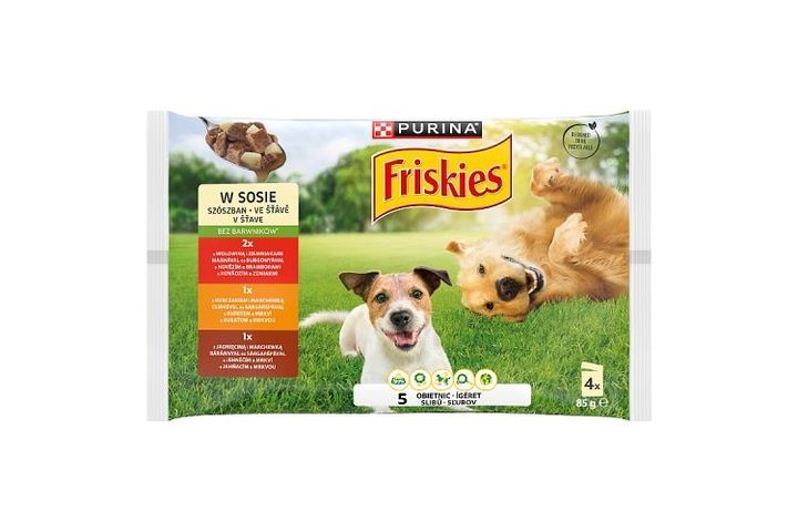 Friskies teljes értékű kutyaeledel felnőtt kutyák számára szószban 4 x 85 g (340 g)